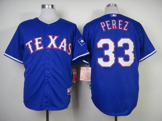 Men Texas Rangers 33 Perez Blue MLB Jerseys